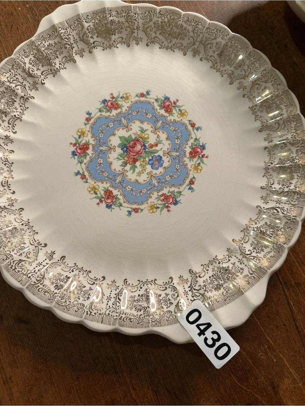 Vintage USA Limoges Lyric 22K Gold Floral Handled Serving Platter USA